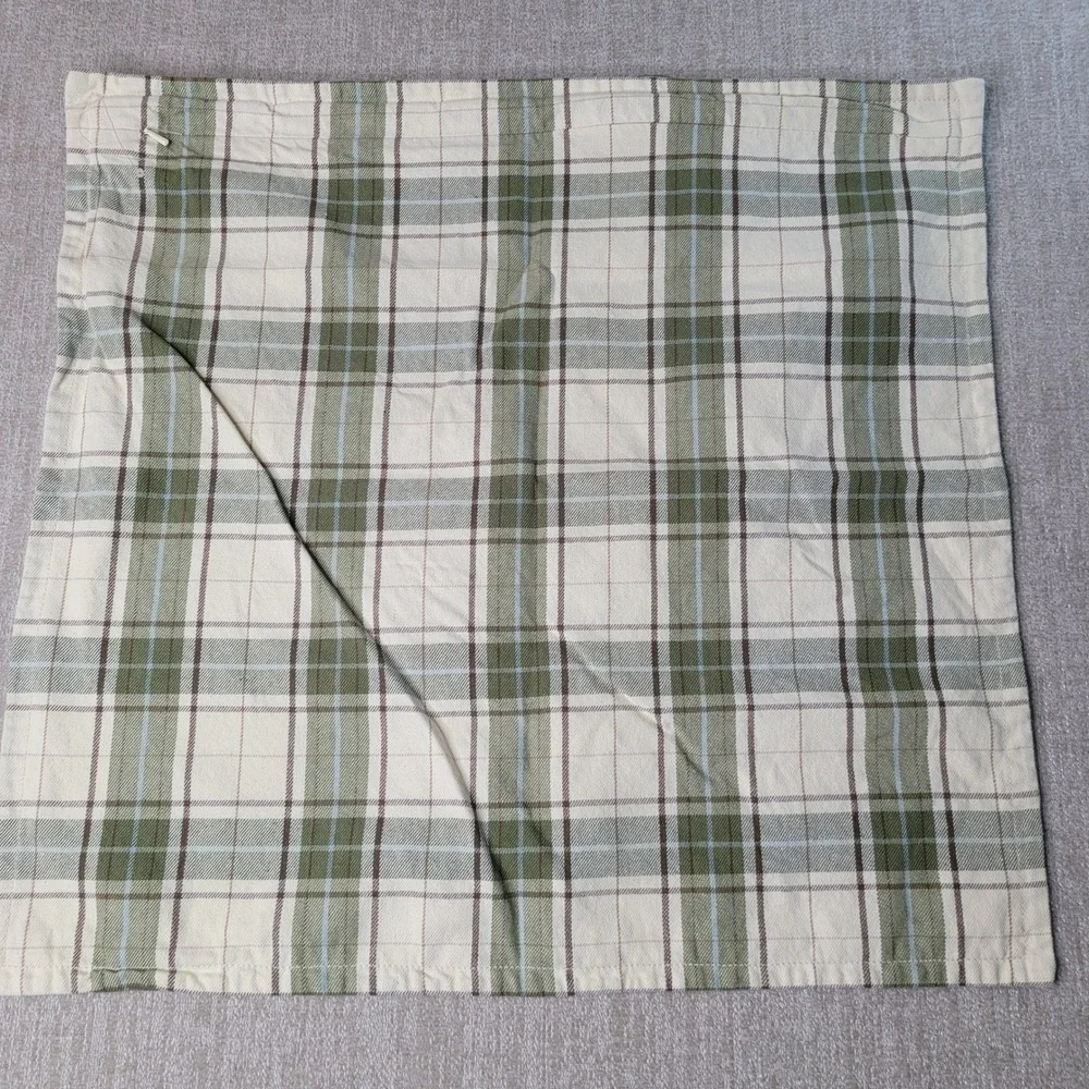 Pottery Barn Green Plaid Pillow Covers Set of 3 Old Stock 20x20 Square RARE New